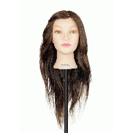 Giubra - Cabeza Maniquí Cabello Color Castaño 100% Natural 60-65 cm