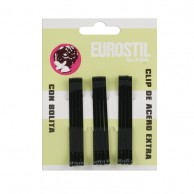 Carton 12 Clips Eurostil Negros 55 Mm peluquería | Comprar clips para el pelo baratos | Clips peluquería al mejor precio | Venta de clips para el pelo profesionales | clips para el cabello 
