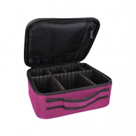 Maletín pequeño para  maquillaje y utensilios con asa y correa color rosa, maleta pequeña para llevar maquillaje