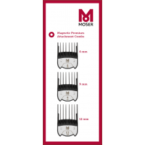 Pack Peines Premium Magnéticos Universales para Máquinas Moser 6mm, 9mm y 12mm recalces 1801-7020