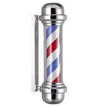 Poste de Barbero Pequeño con Luz Giratorio Cromado