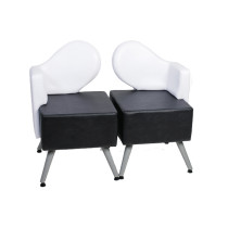 Sillón de Espera Doble Harmonia - Elegancia en Blanco y Negro
