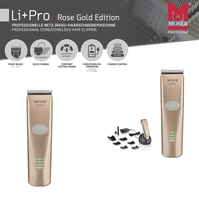 Moser LIPRO Rose Gold Cortapelos Profesional Rosa Dorado Li+Pro 1884 mejor precio españa